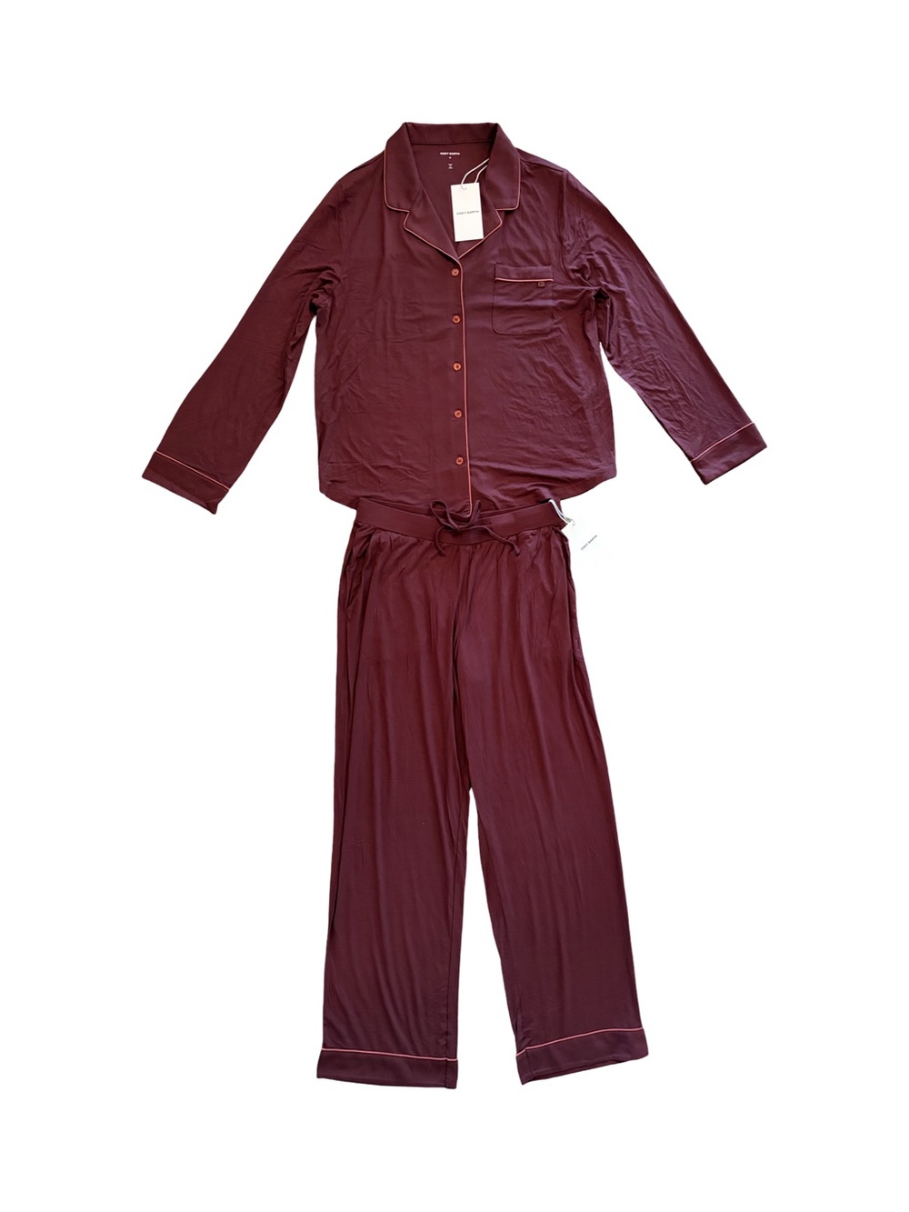 Cozy Earth NWT Bamboo Stretch-Knit Classic Long Sleeve PJ Set Burgundy Size M - Picture 6 of 10